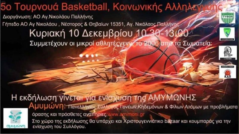 Read more about the article 5ο Τουρνουά Basketball Κοινωνικής Αλληλεγγύης Α.Ο. Αγ. Νικολάου Παλλήνης